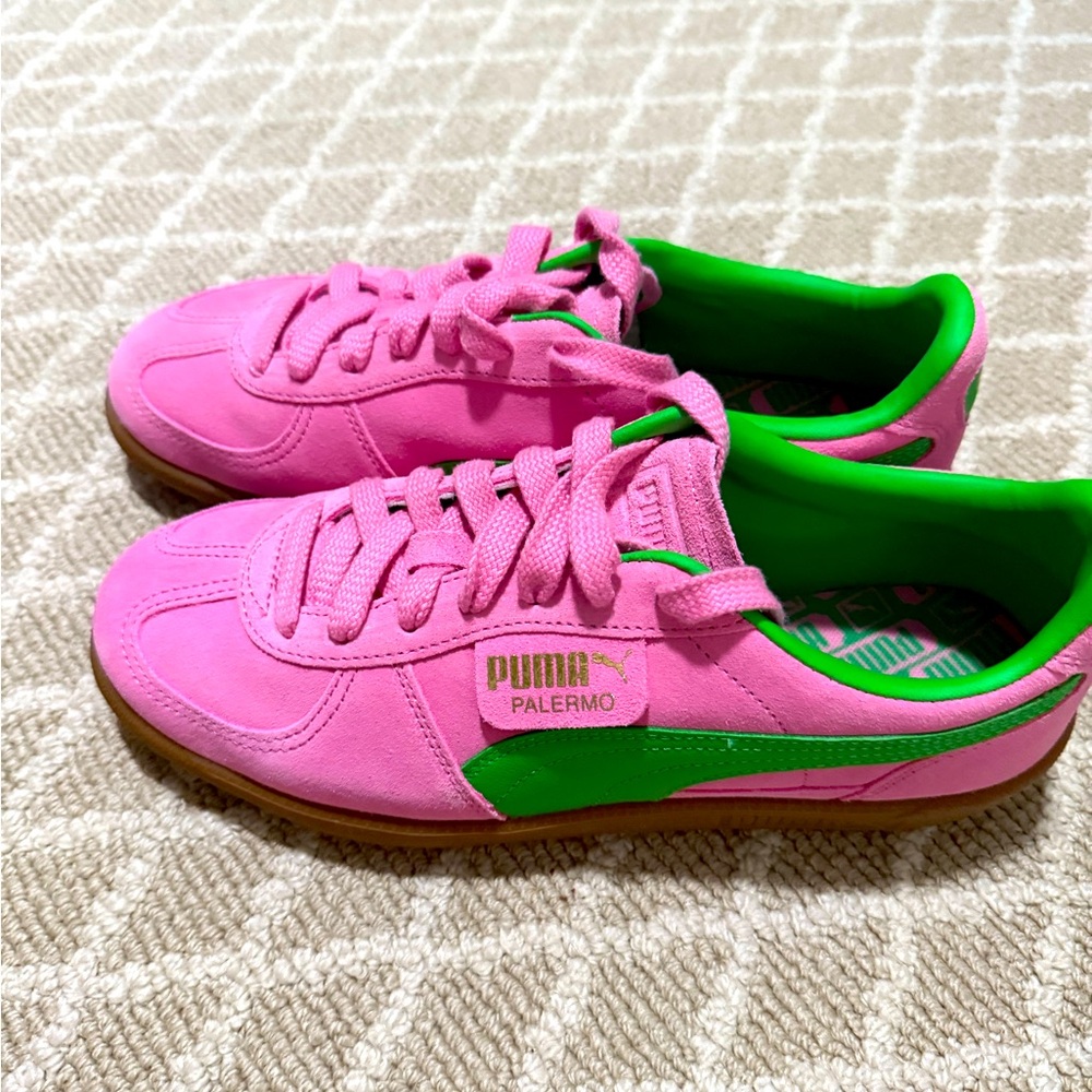 PUMA Palermo Pink and Green Sneakers